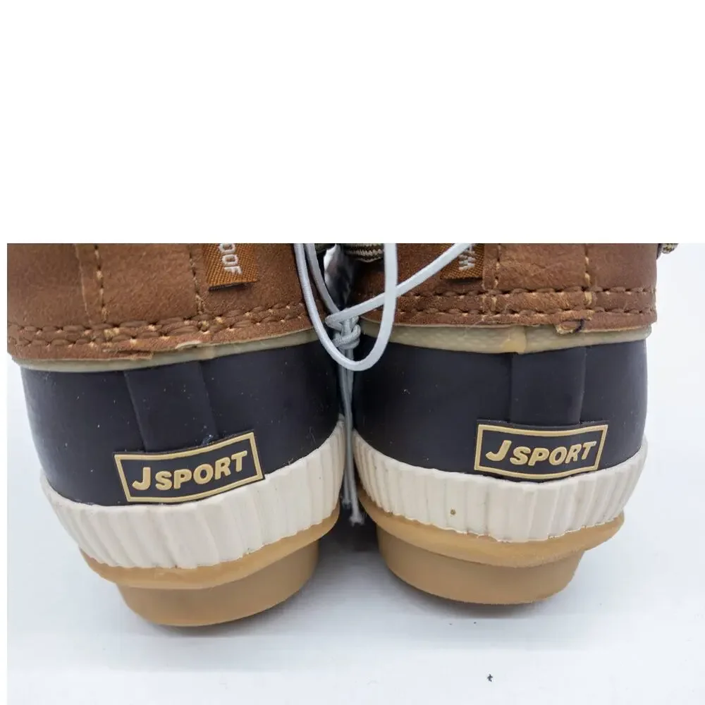 Jambu JSport Waterproof Short Duck Boots Brown Faux Fur Collar Women's 6 7